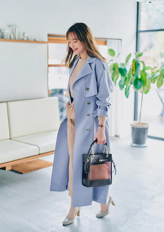 毎日コーデ】カラートレンチがアクセント♡セットアップと作るキレイめ