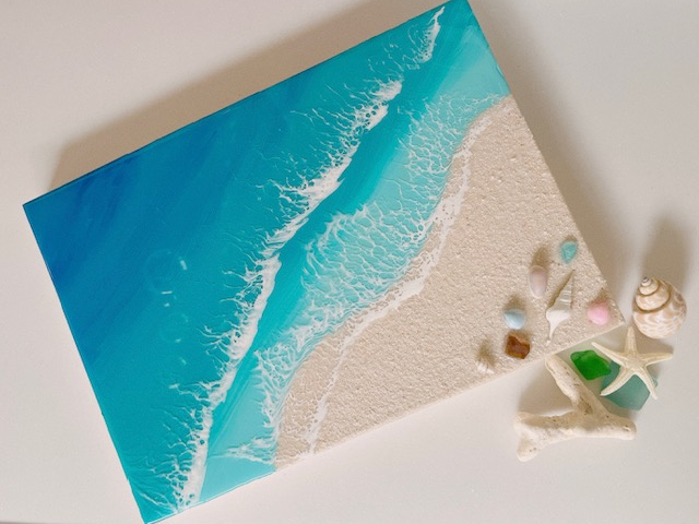 海のレジンアート体験！人気のA4サイズのアートパネル/海レジンアート