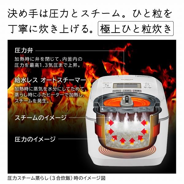 日立 炊飯器 RZ-V100FM W フロストホワイト 5.5合 圧力＆スチームIH