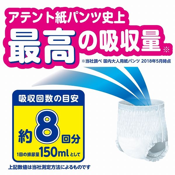 アテント 大人用おむつ 夜1枚安心パンツ 8回 L-LLサイズ 12枚:（1