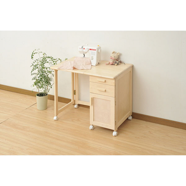 YAMAZEN 天然木折りたたみデスク 片袖机 ホワイトウォッシュ 幅830