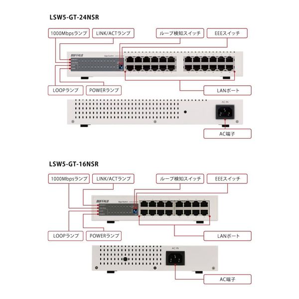 バッファロー スイッチングハブ 金属筺体 電源内蔵 24ポート Giga LSW5