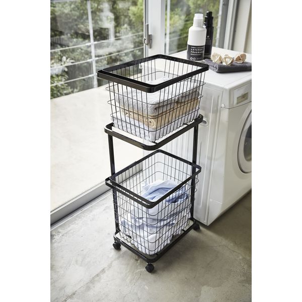 山崎実業 ランドリーワゴン+バスケット タワー 幅400×奥行290×高さ