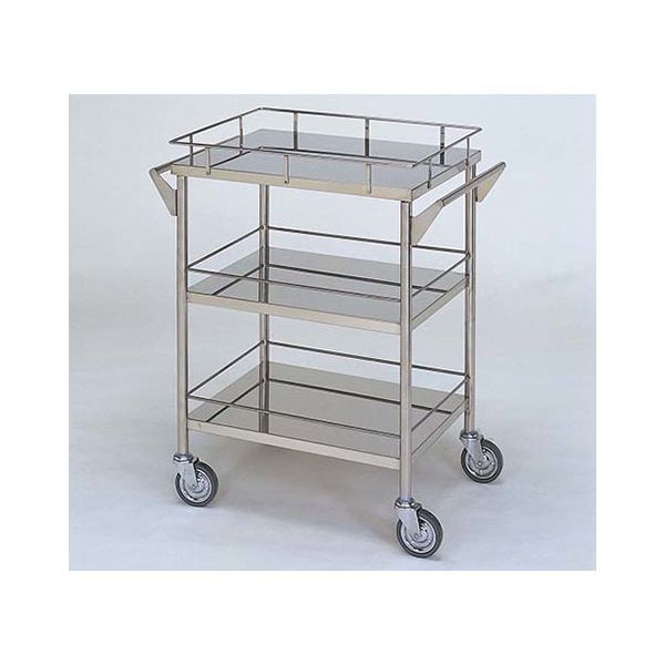 柏ステンレス工業 ステンレスワゴン 回診車M (枠付) 3段 ステンレス