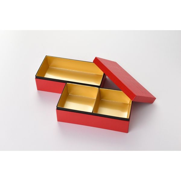 瑞光明 紙重箱 長方形S型 7寸2段 赤漆 金カップBC付 v1316s70-2relb2c1