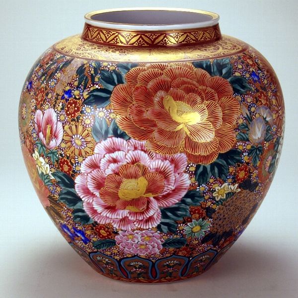 伊野正峰 九谷焼 10号花瓶 極上花詰 【限定品（直送品） - アスクル