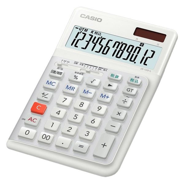 カシオ 人間工学電卓左手用中型 JE-12D-L-WE-N 1個 - アスクル