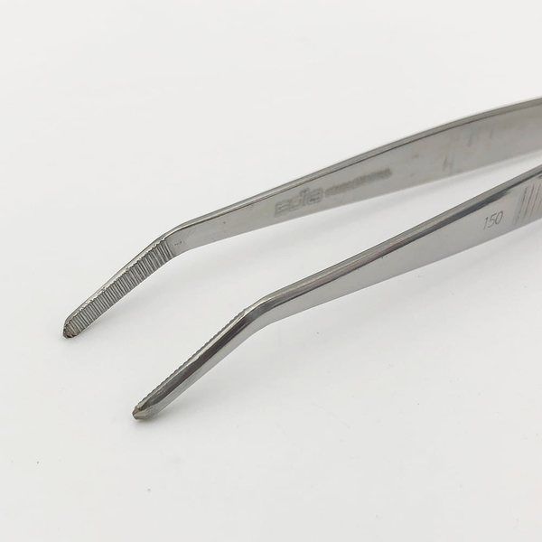 清水アキラ ステンレス製ピンセット 先曲 150mm 6-531-26 1本（直送品