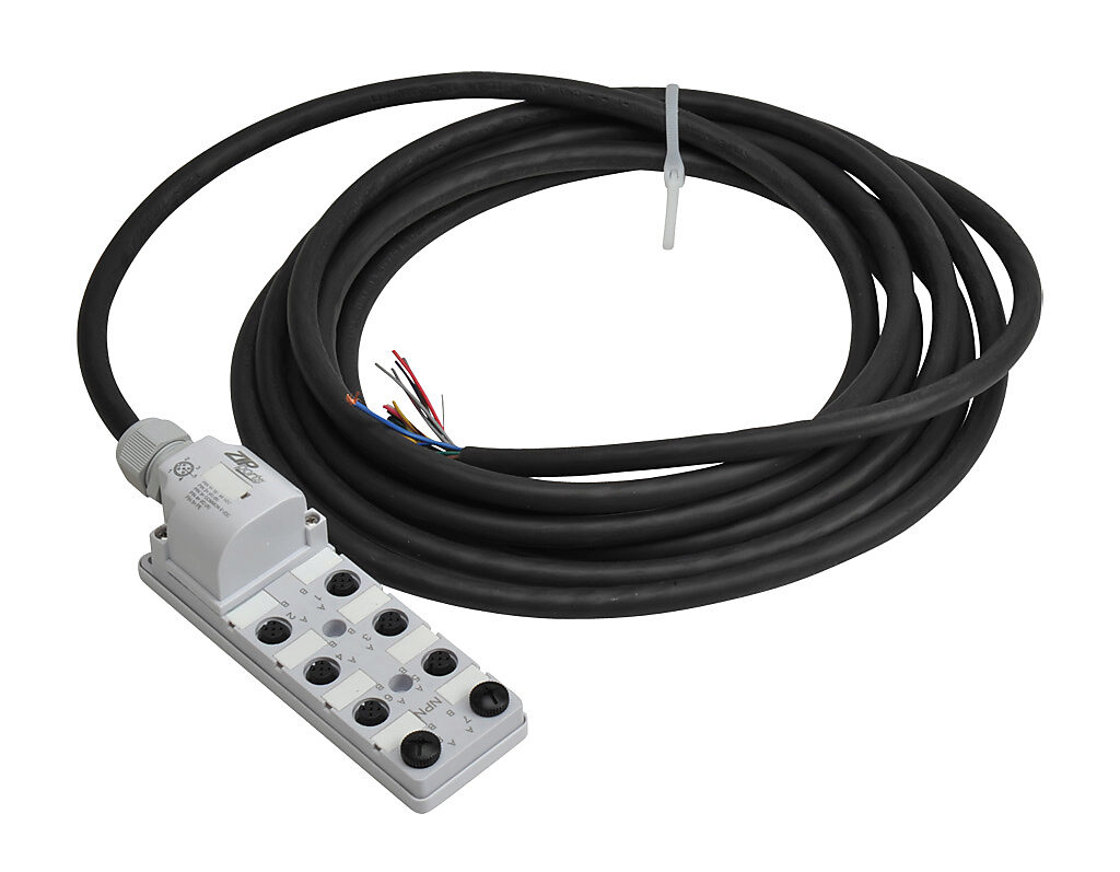 ZIPport Junction Block: 8 ports, 5-pin M12 sockets (PN# ZP-JBH85