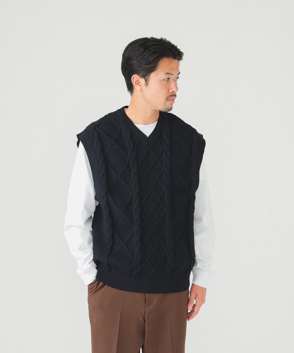 BEAMS（ビームス）5ゲージ フィッシャーマン ニットベスト（トップス