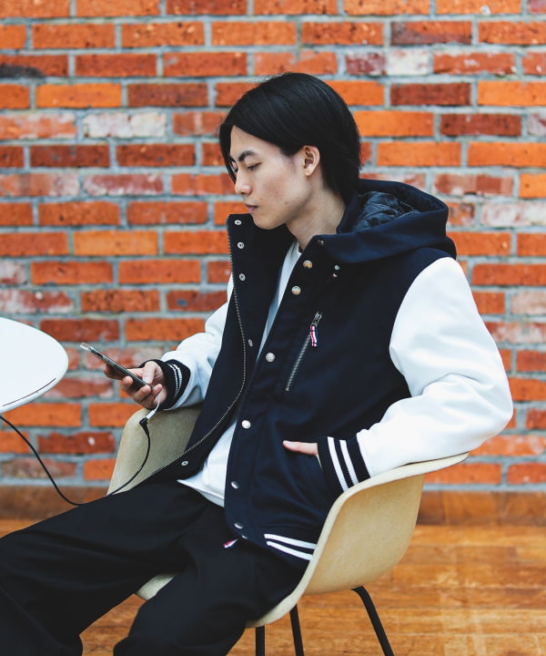 BEAMS HEART（ビームス ハート）メルトン フード スタジャン（ブルゾン