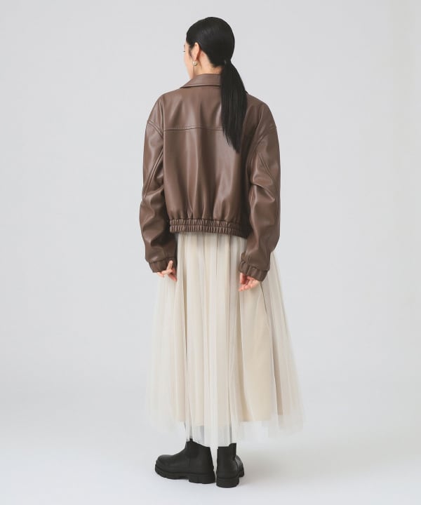 Ray BEAMS（レイ ビームス）フェイクレザー ジップ ブルゾン（ブルゾン