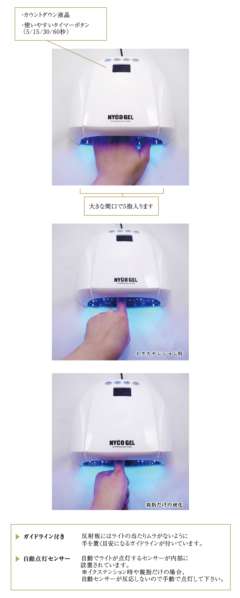 NYCO GEL ニコジェル　LEDライト　ネイル用 NEKO GEL（ネコジェル） ジェルネイルライト 48w 送料無料 プロ仕様の