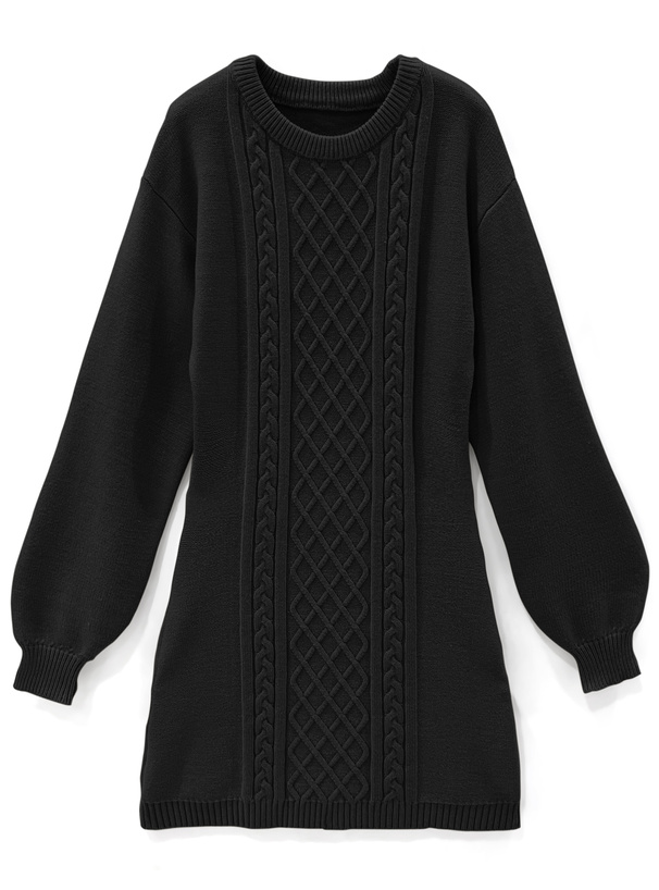 ケーブル編みバックオープンニットミニワンピース[cu367] | レディース