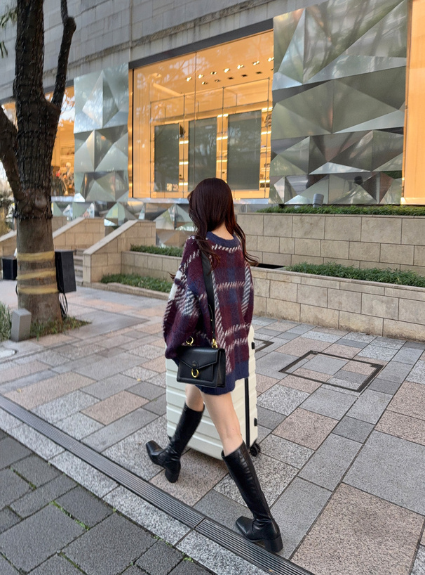 チェック柄ニットトップス[an1523] | レディースファッション通販の