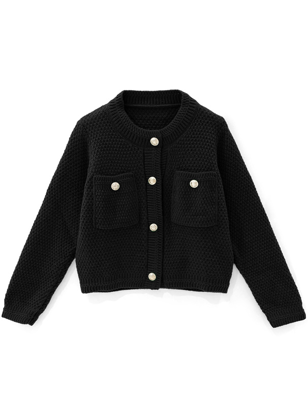 ゴールドボタンショート丈ニットカーディガン[an1347] | レディース