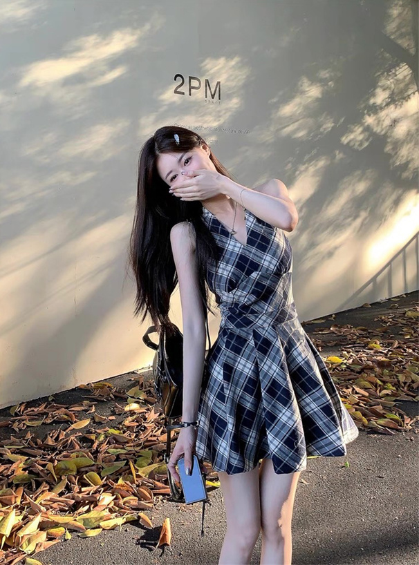 チェック柄ノースリーブミニワンピース[ac2546] | レディース