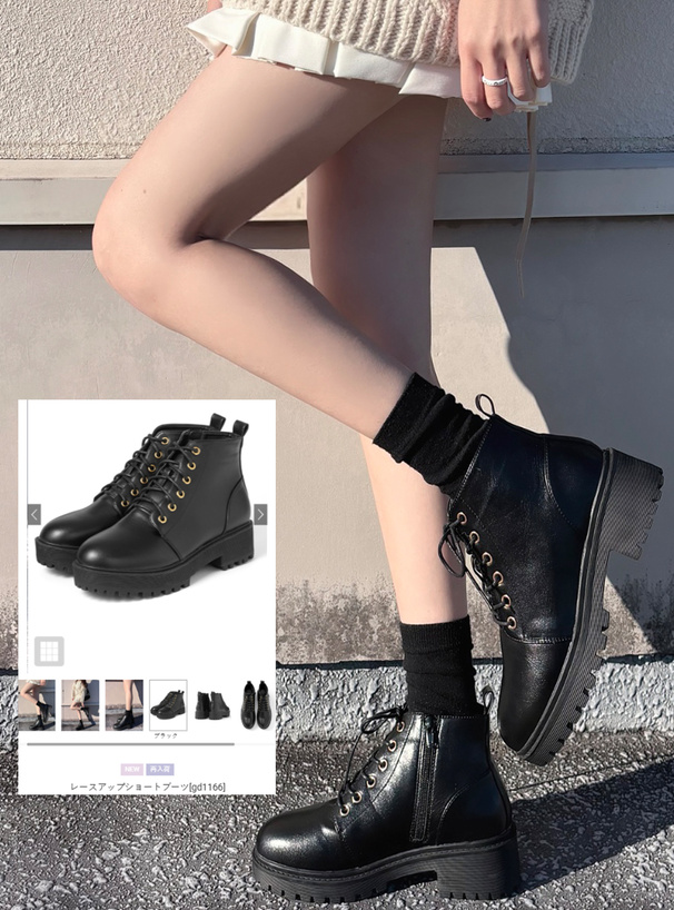 レースアップショートブーツ[gd1166] | レディースファッション通販の