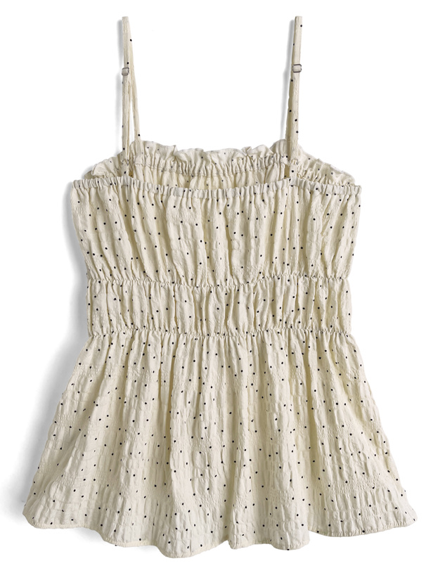ドット柄フリルペプラムキャミソールトップス[dh1380] | レディース