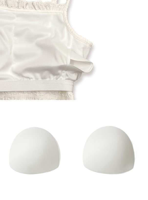 シャーリングジャガードフリルキャミソール[dk884] | レディース