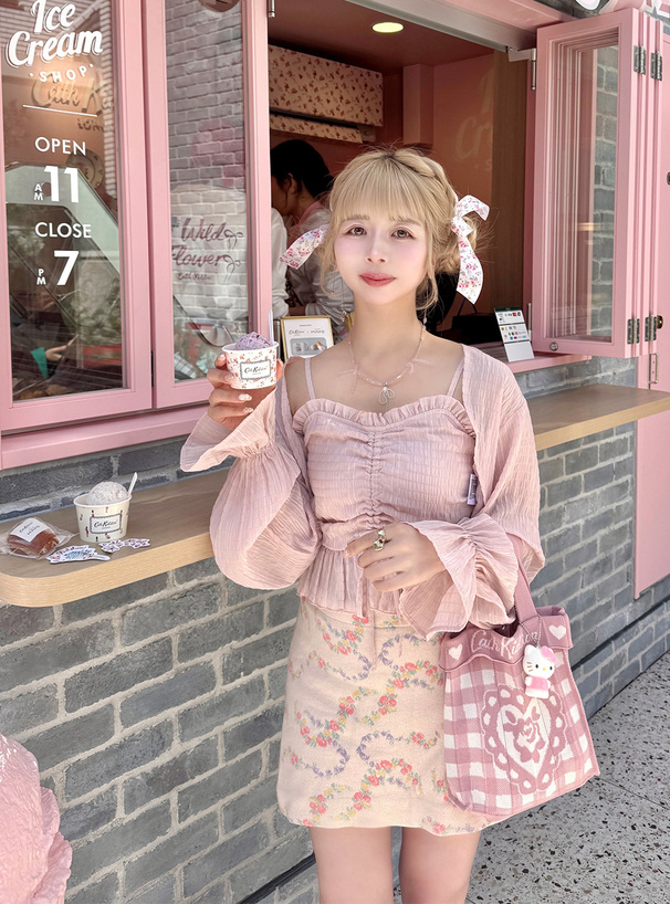 シアーボレロxリボンフリルキャミソールアンサンブル[dk1402