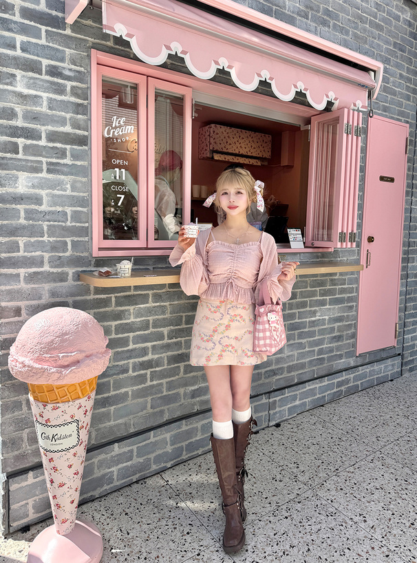 シアーボレロxリボンフリルキャミソールアンサンブル[dk1402