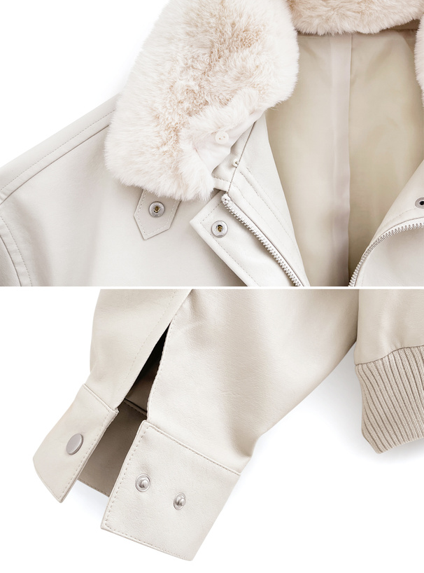 ファー付き襟2Wayレザージャケット[kd89] | レディースファッション