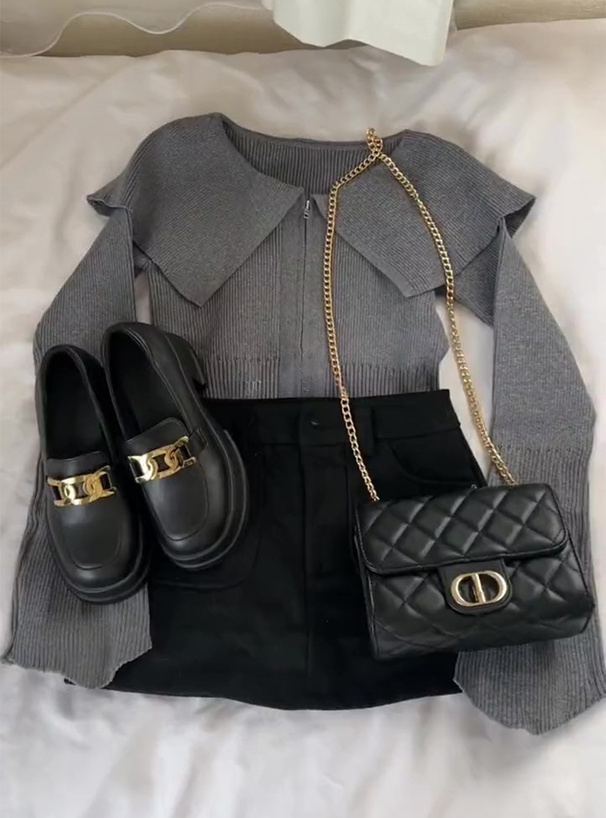 ビッグカラーダブルジップニットトップス[kz447] | レディース