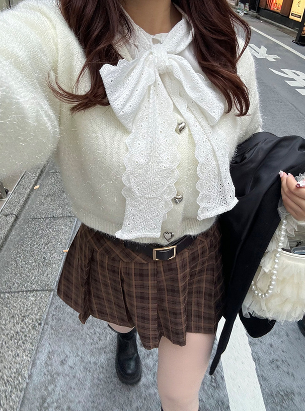 ハートボタンラメフェザーカーディガン[kz616] | レディース