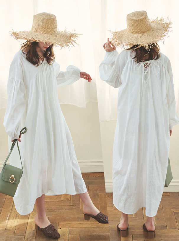 バックレースアップワンピース[k8636w] | レディースファッション通販