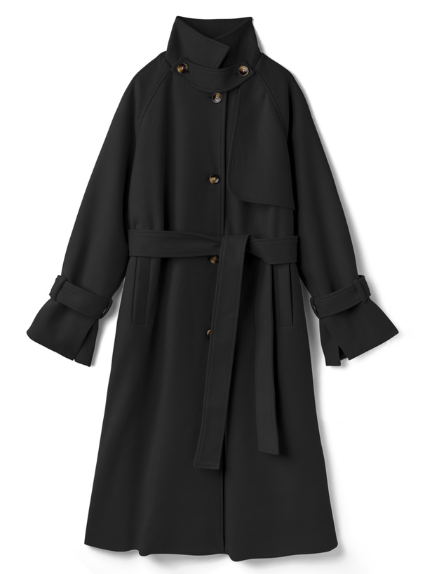リボンベルト付きフェイクウールトレンチコート[k9049x] | レディース