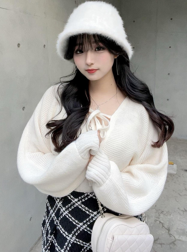 クロップド丈カーディガン×キャミソールニットアンサンブル[k9255d