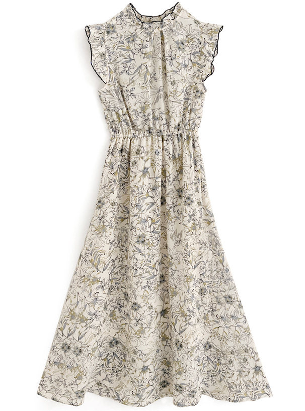 花柄フリルノースリーブフレアワンピース[on159] | レディース