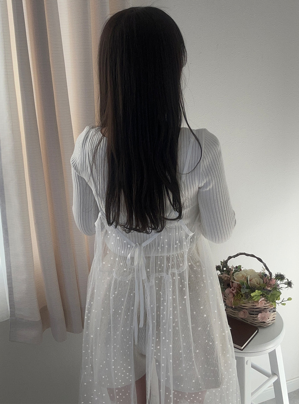 前後2Wayドット柄チュールキャミワンピース[on198] | レディース