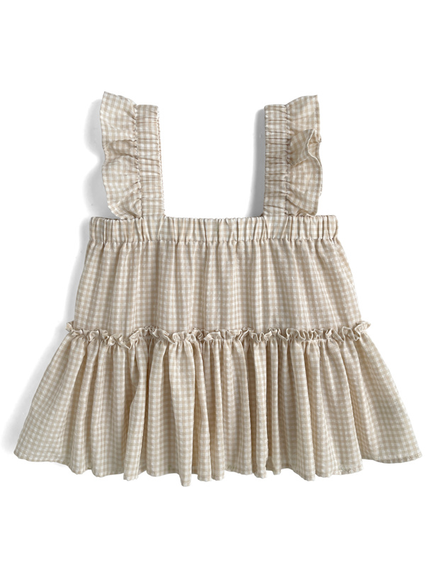 ギンガムチェック柄フリル切り替えキャミソールトップス[sd106