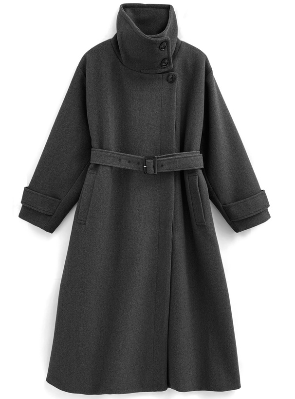 2Wayベルト付きスタンドカラーロングコート[ze840] | レディース
