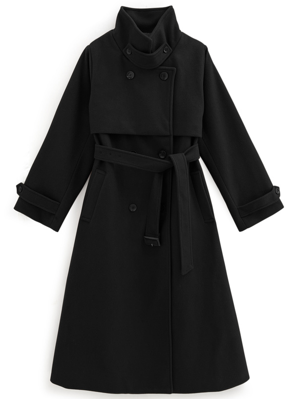 襟2Wayフェイクウールトレンチコート[ze845] | レディースファッション