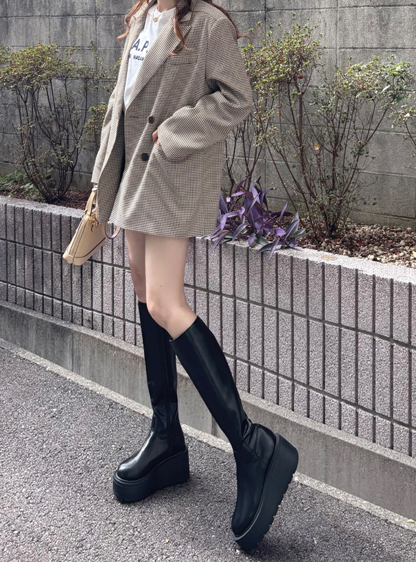 厚底レザースリムロングブーツ[zr1192] | レディースファッション通販