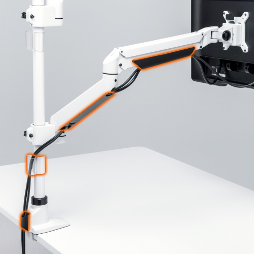 モニターアーム(垂直水平・多関節・VESA規格・上下2面・ホワイト) CR