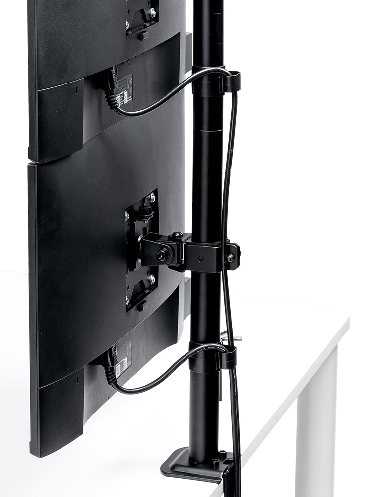 デュアルモニターアーム 上下｜32インチ・クランプ/穴あけ・左右/回転調節