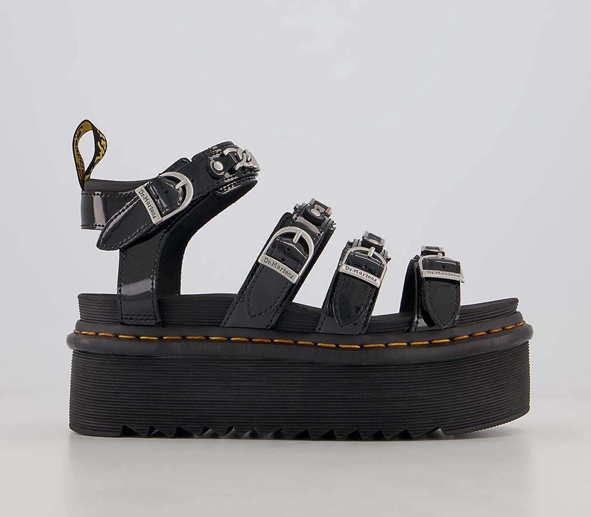 Dr. Martens Blaire 2 Quad Chain Sandals Black Patent Lamper