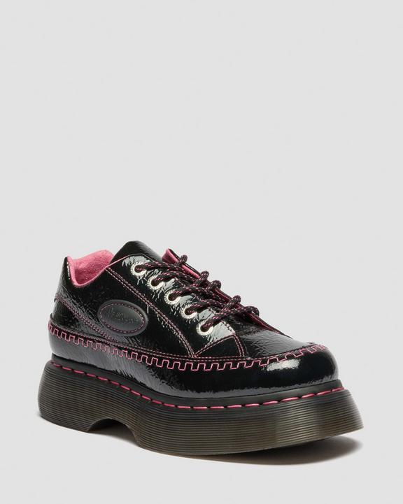 Buzz 5-Eye Distressed Patent Leather Shoes in Black | Dr. Martens