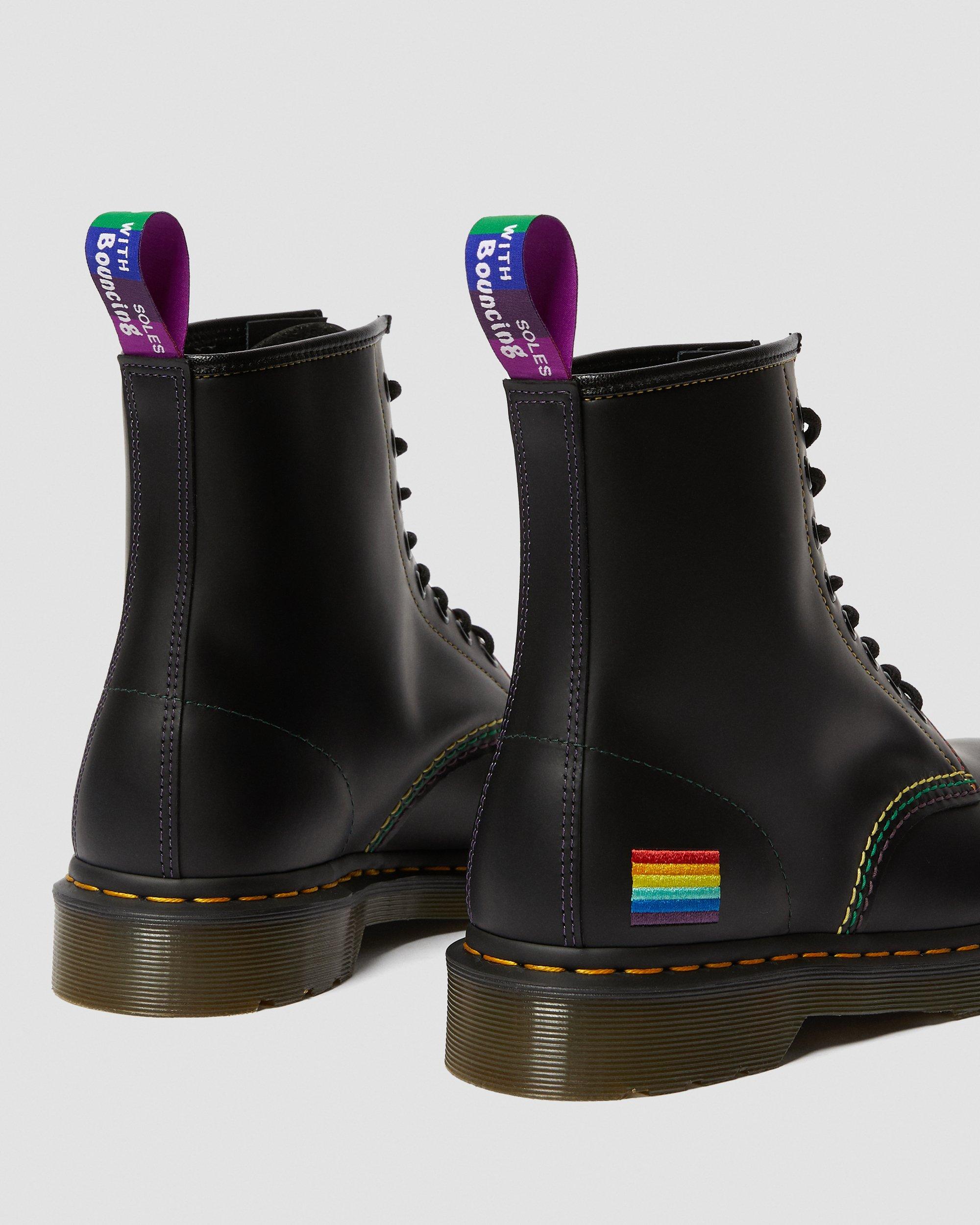 1460 For Pride Smooth Leather Lace Up Boots in Black | Dr. Martens