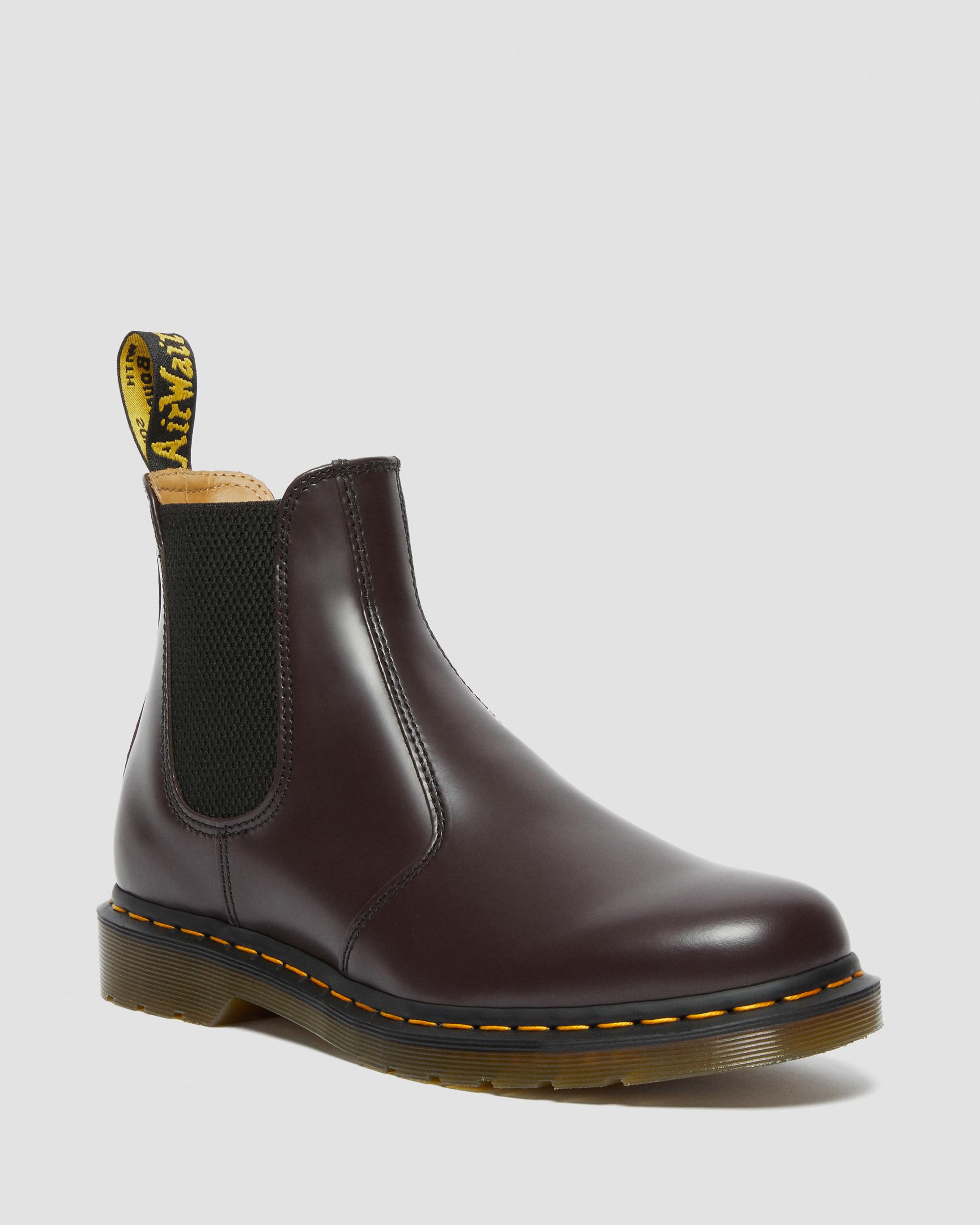 2976 Yellow Stitch Smooth Leather Chelsea Boots in Burgundy | Dr