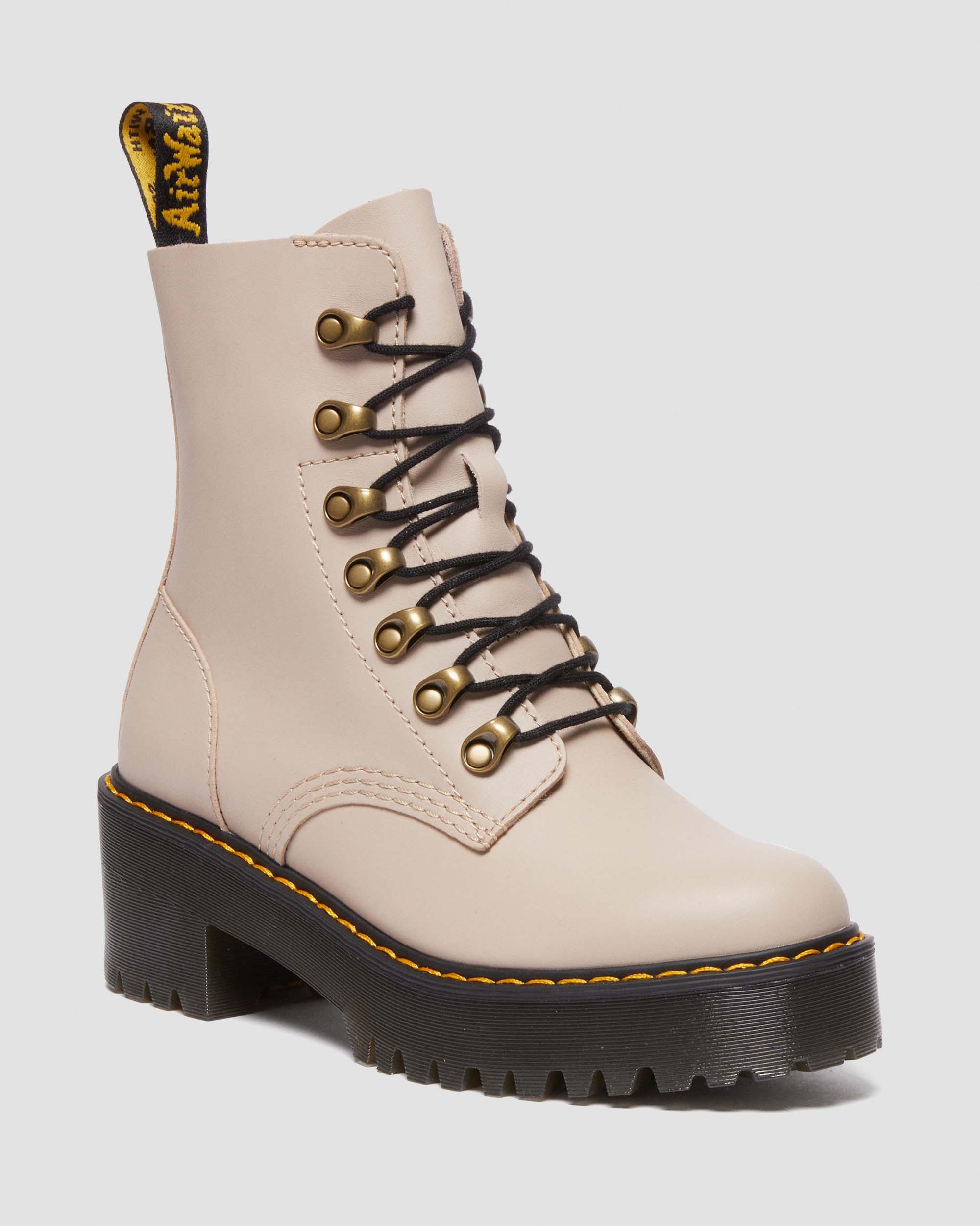 Leona Women's Sendal Leather Heeled Boots in Vintage Taupe | Dr