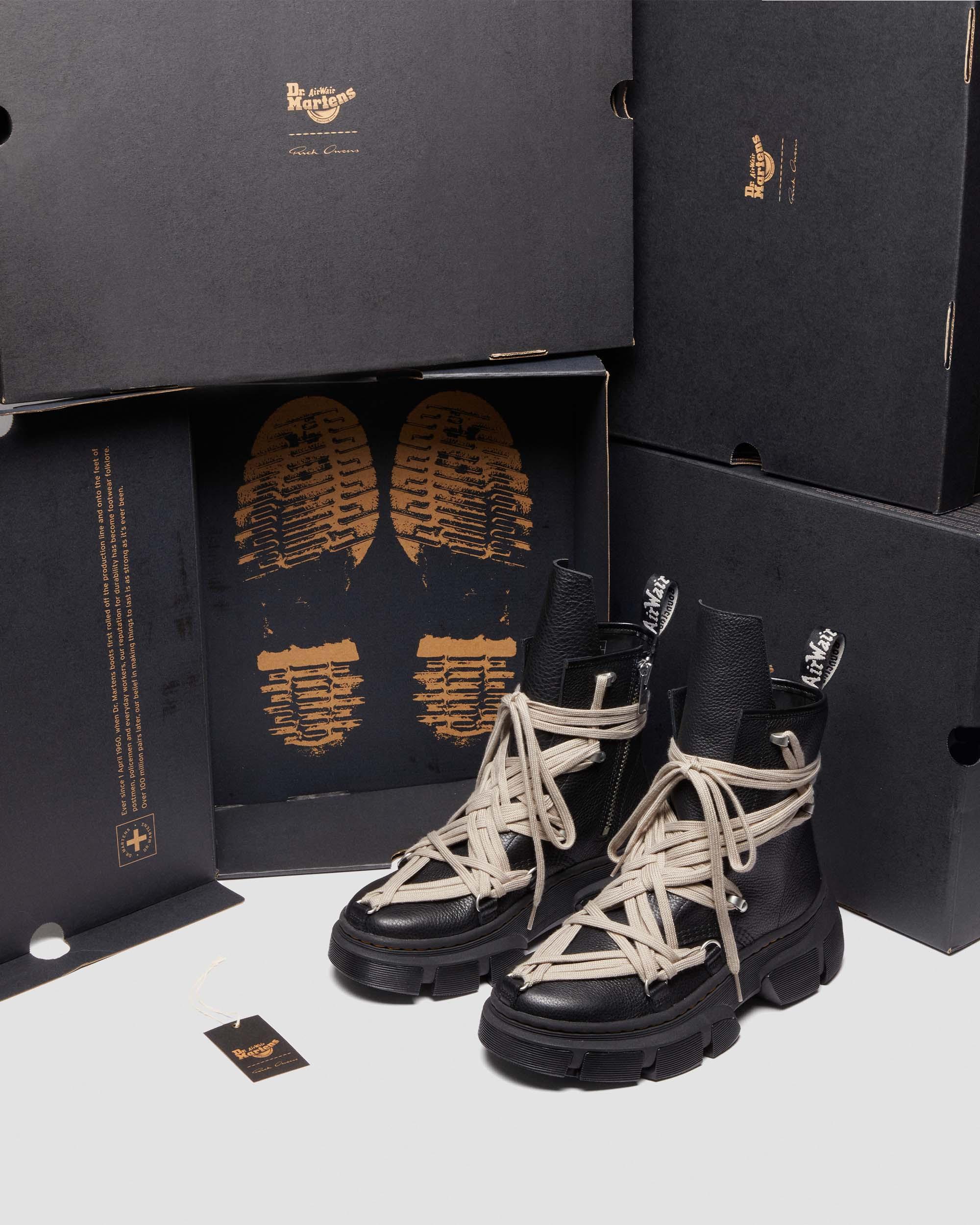 1460 Rick Owens DMXL Megalace Leather Lace Up Boots in Black | Dr