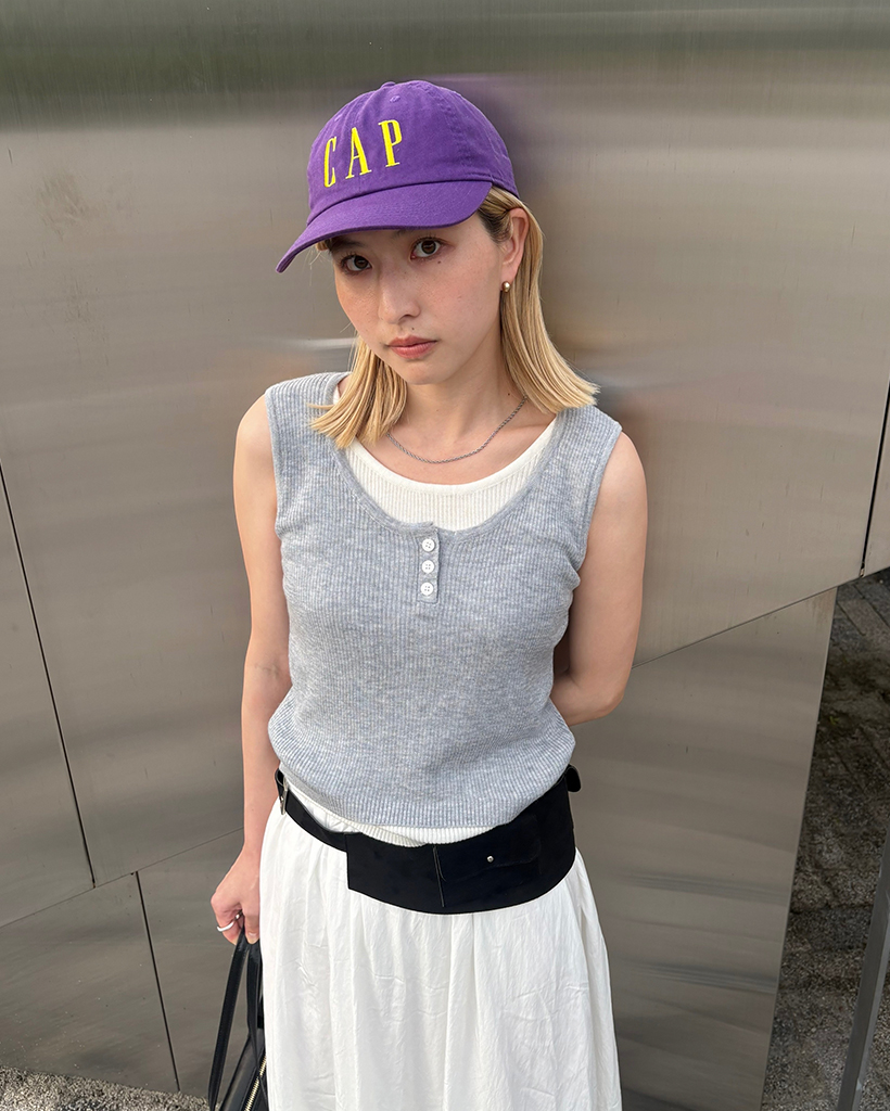 レイヤードヘンリーネックリブタンクトップ | ファッション通販サイト NUGU