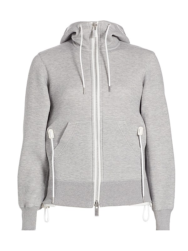 Sacai Sponge Sweat X Nylon Twill Zip-Front Hoodie | Saks Fifth Avenue