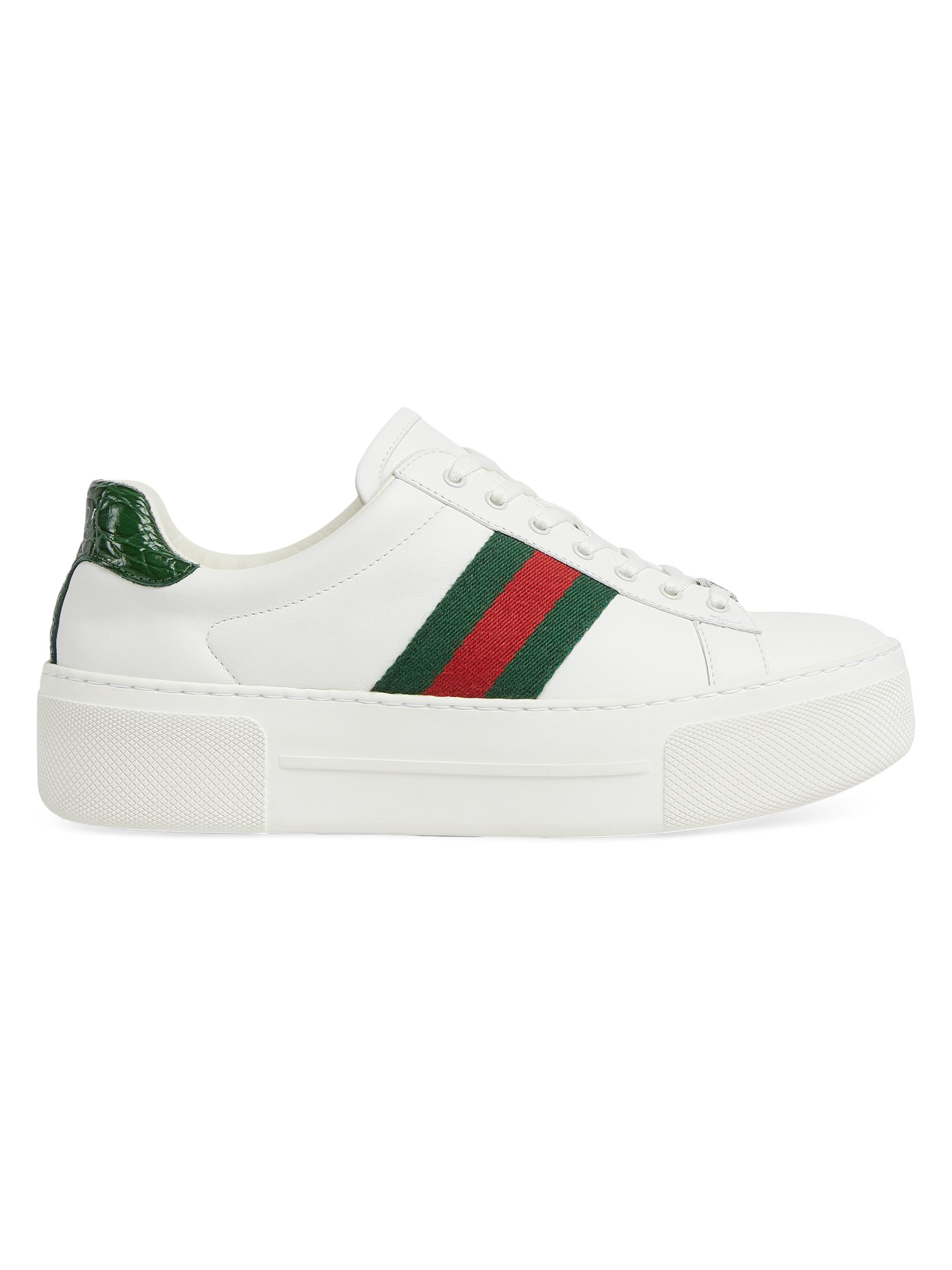 Gucci New Ace Crocodile-Embossed Sneakers | Saks Fifth Avenue
