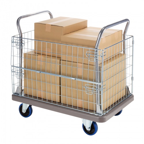 CART-FA13GY【かご付き台車】荷物・資材の運搬に便利、 2段階開閉で